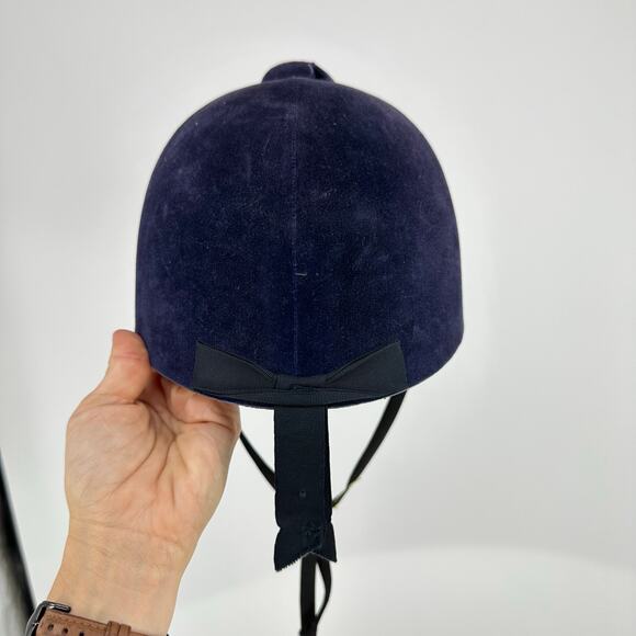 Vintage Miller Togs & Track Navy Velvet Showing Riding Hat  60cm Bow Equestrian - Picture 4 of 7